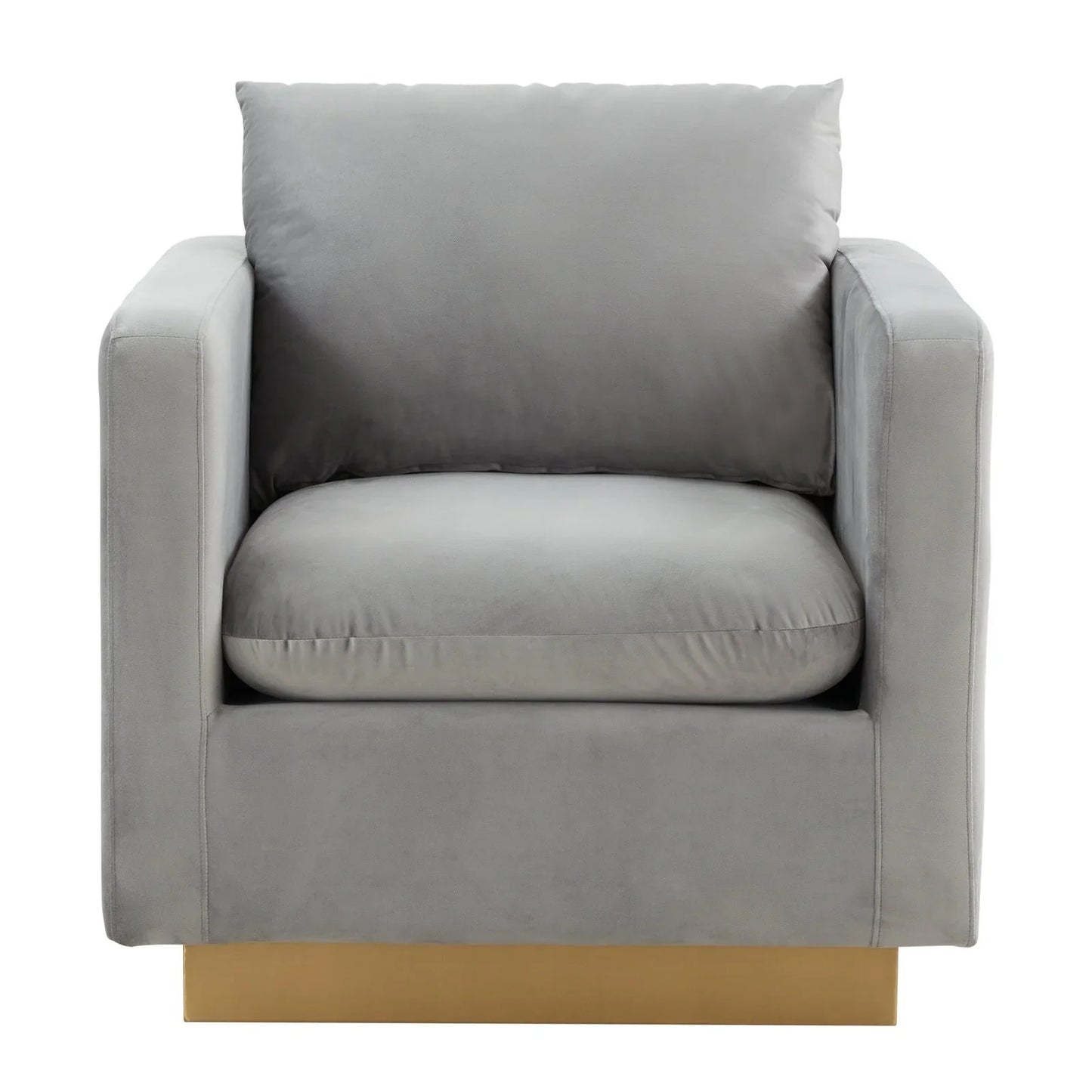 Nervo Modern Mid-Century Upholstered Velvet/Leather Accent Chair with Gold Base - Elax Furniture