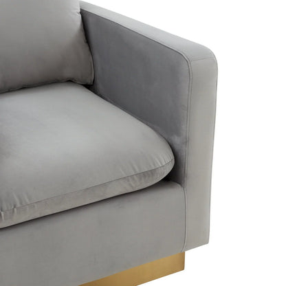 Nervo Modern Mid-Century Upholstered Velvet/Leather Accent Chair with Gold Base - Elax Furniture
