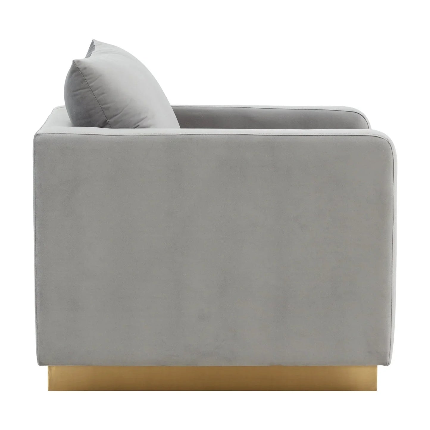 Nervo Modern Mid-Century Upholstered Velvet/Leather Accent Chair with Gold Base - Elax Furniture