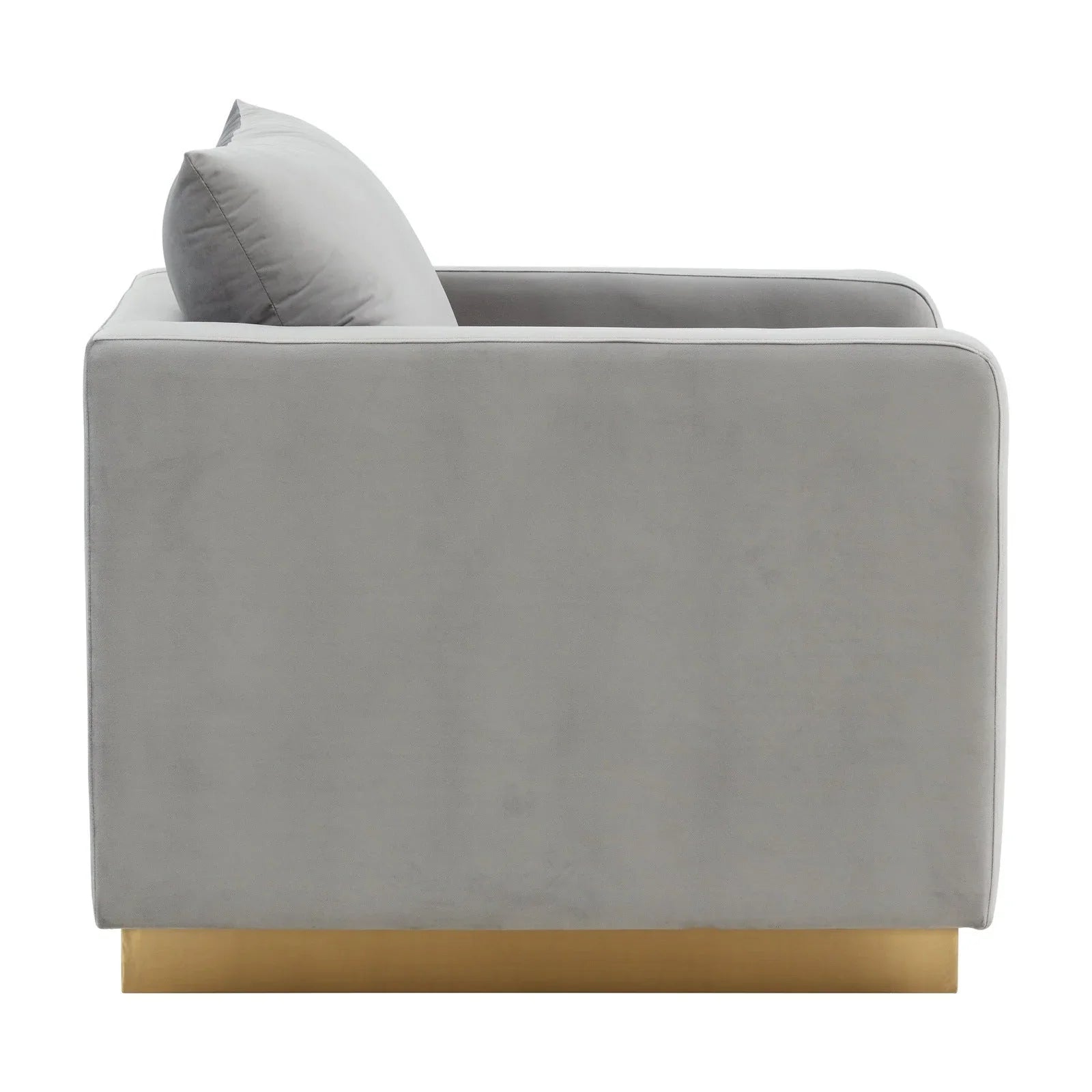 Nervo Modern Mid-Century Upholstered Velvet/Leather Accent Chair with Gold Base - Elax Furniture