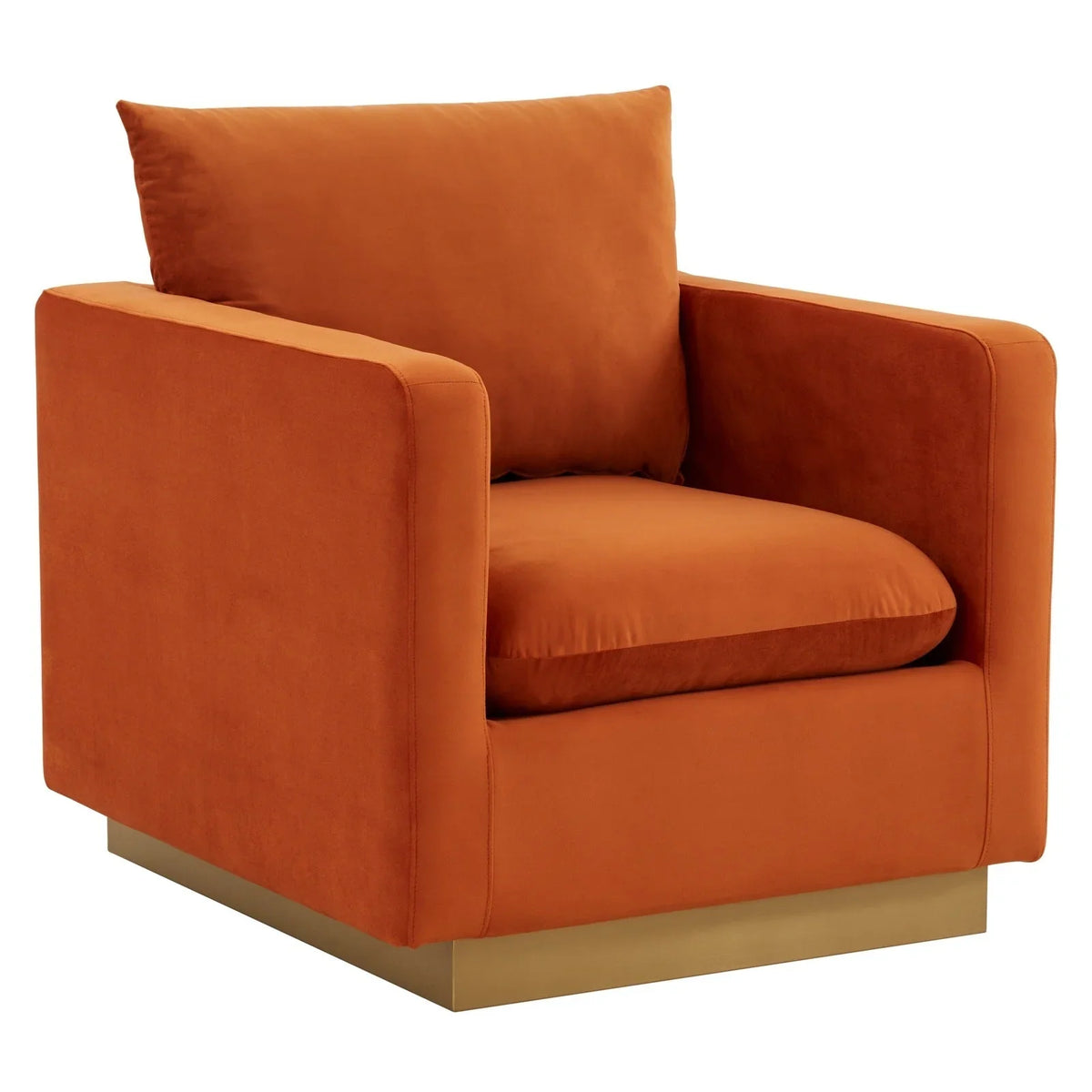 Nervo Modern Mid-Century Upholstered Velvet/Leather Accent Chair with Gold Base - Elax Furniture