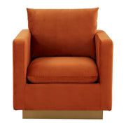 Nervo Modern Mid-Century Upholstered Velvet/Leather Accent Chair with Gold Base - Elax Furniture