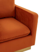 Nervo Modern Mid-Century Upholstered Velvet/Leather Accent Chair with Gold Base - Elax Furniture