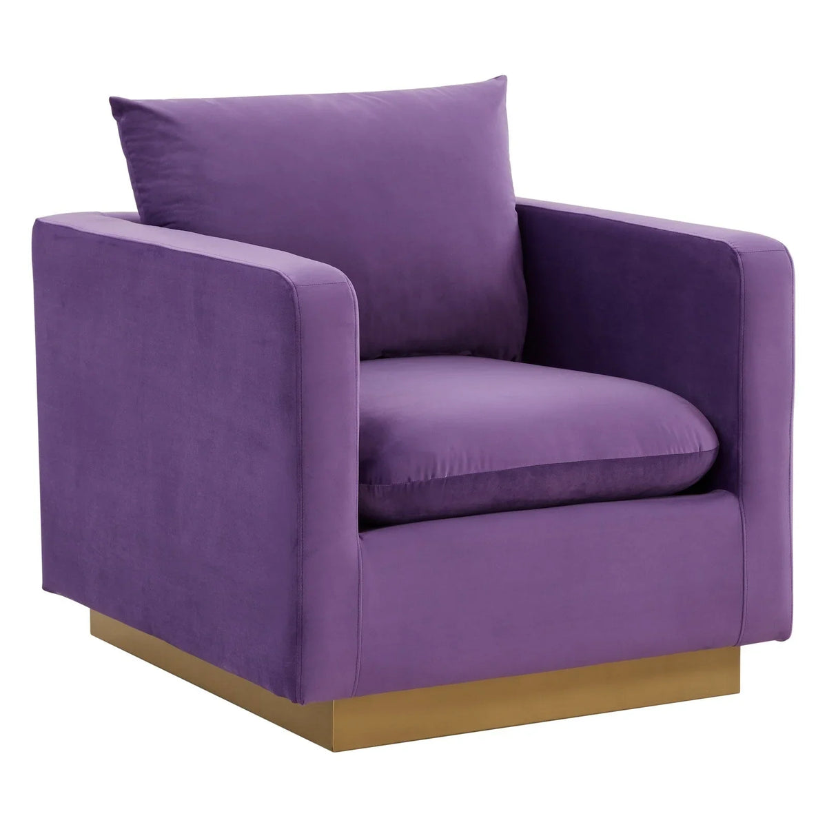 Nervo Modern Mid-Century Upholstered Velvet/Leather Accent Chair with Gold Base - Elax Furniture