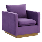 Nervo Modern Mid-Century Upholstered Velvet/Leather Accent Chair with Gold Base - Elax Furniture