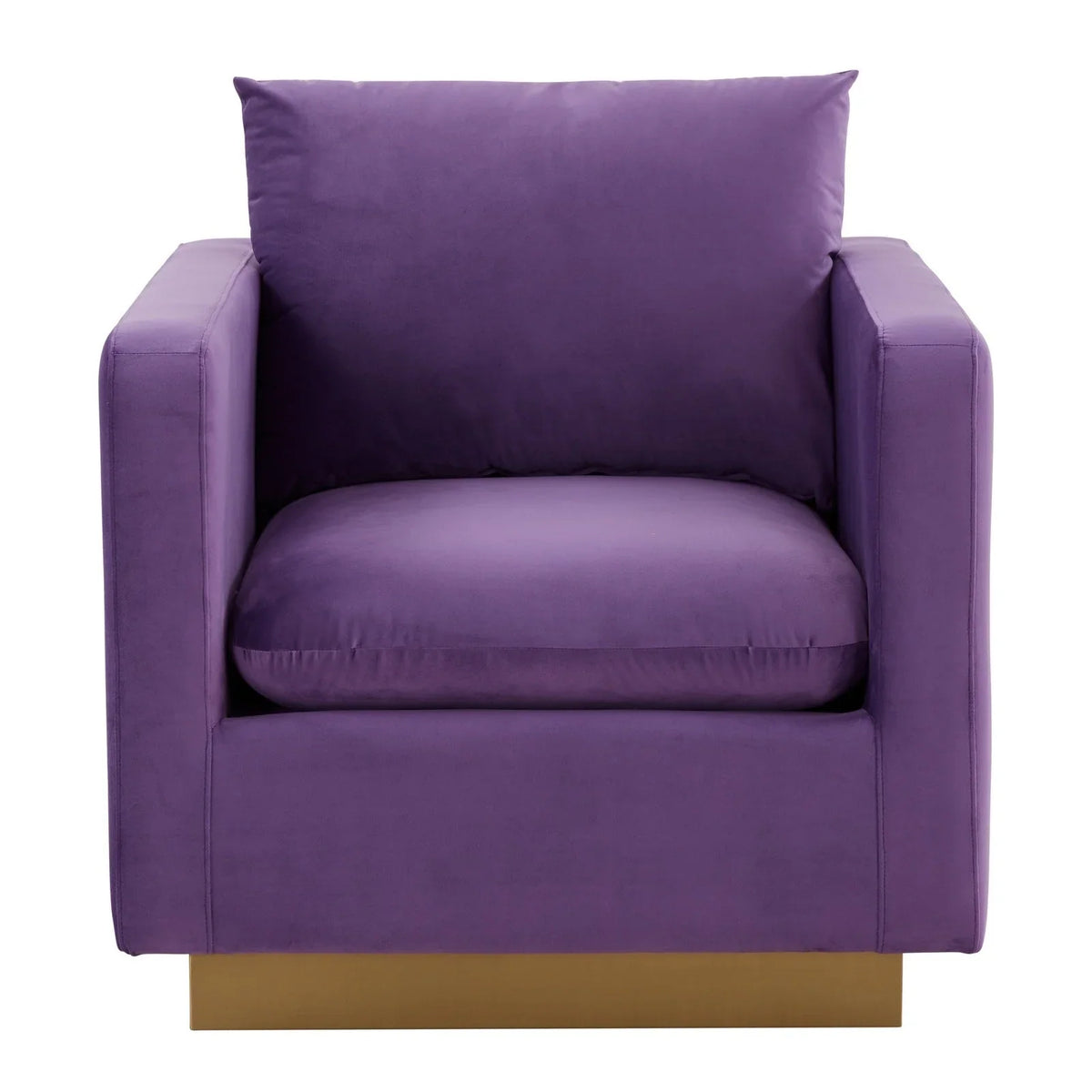 Nervo Modern Mid-Century Upholstered Velvet/Leather Accent Chair with Gold Base - Elax Furniture
