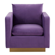 Nervo Modern Mid-Century Upholstered Velvet/Leather Accent Chair with Gold Base - Elax Furniture