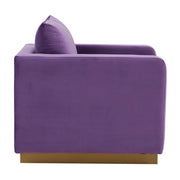 Nervo Modern Mid-Century Upholstered Velvet/Leather Accent Chair with Gold Base - Elax Furniture