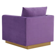 Nervo Modern Mid-Century Upholstered Velvet/Leather Accent Chair with Gold Base - Elax Furniture