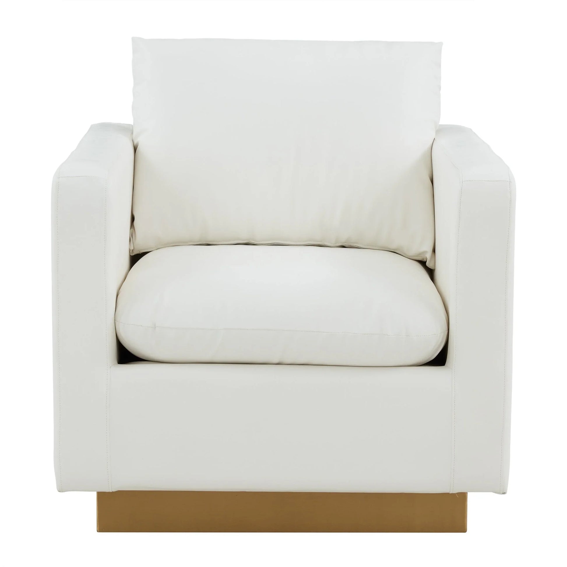 Nervo Modern Mid-Century Upholstered Velvet/Leather Accent Chair with Gold Base - Elax Furniture