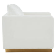 Nervo Modern Mid-Century Upholstered Velvet/Leather Accent Chair with Gold Base - Elax Furniture