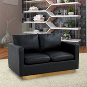 Nervo Upholstered Velvet/Leather Loveseat with Gold Stainless Steel Base - Elax Furniture