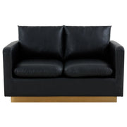 Nervo Upholstered Velvet/Leather Loveseat with Gold Stainless Steel Base - Elax Furniture
