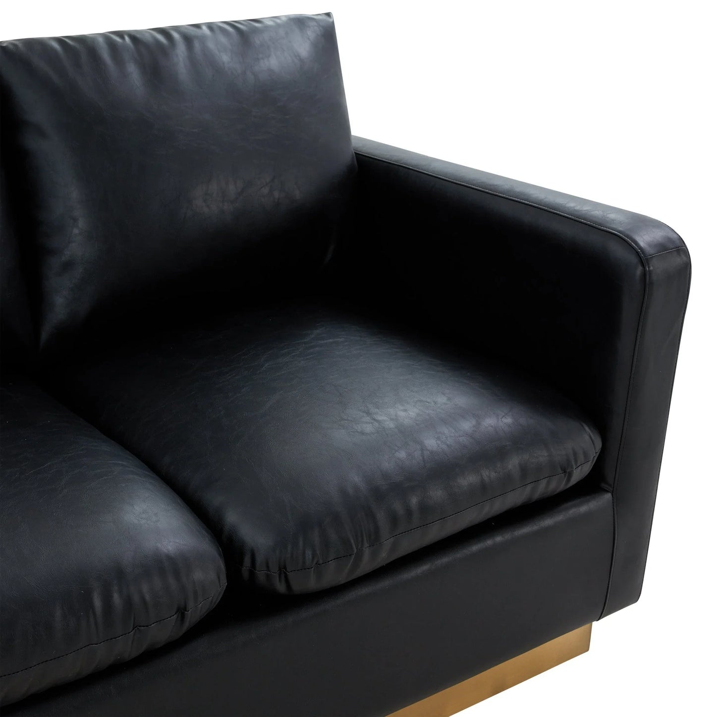 Nervo Upholstered Velvet/Leather Loveseat with Gold Stainless Steel Base - Elax Furniture