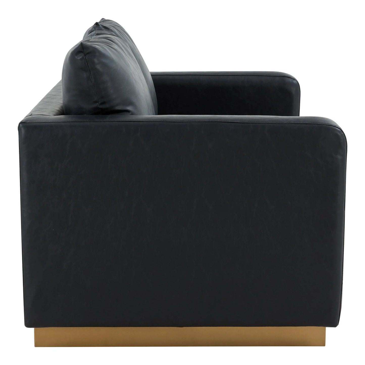 Nervo Upholstered Velvet/Leather Loveseat with Gold Stainless Steel Base - Elax Furniture