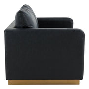 Nervo Upholstered Velvet/Leather Loveseat with Gold Stainless Steel Base - Elax Furniture