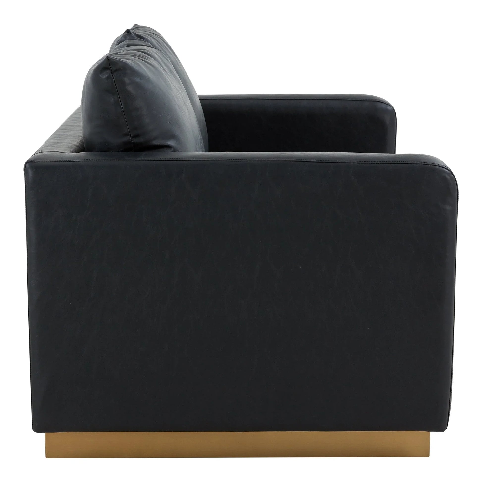 Nervo Upholstered Velvet/Leather Loveseat with Gold Stainless Steel Base - Elax Furniture