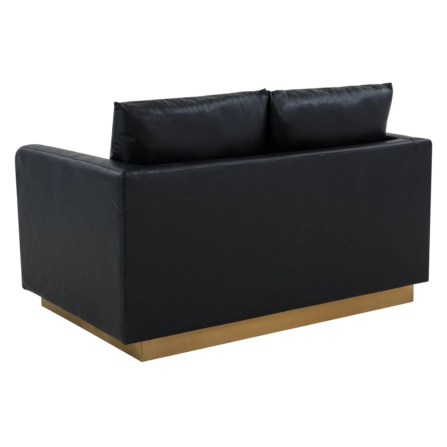 Nervo Upholstered Velvet/Leather Loveseat with Gold Stainless Steel Base - Elax Furniture