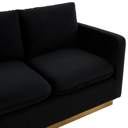 Nervo Upholstered Velvet/Leather Loveseat with Gold Stainless Steel Base - Elax Furniture