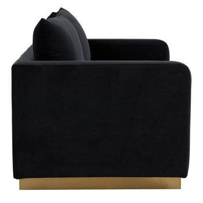 Nervo Upholstered Velvet/Leather Loveseat with Gold Stainless Steel Base - Elax Furniture
