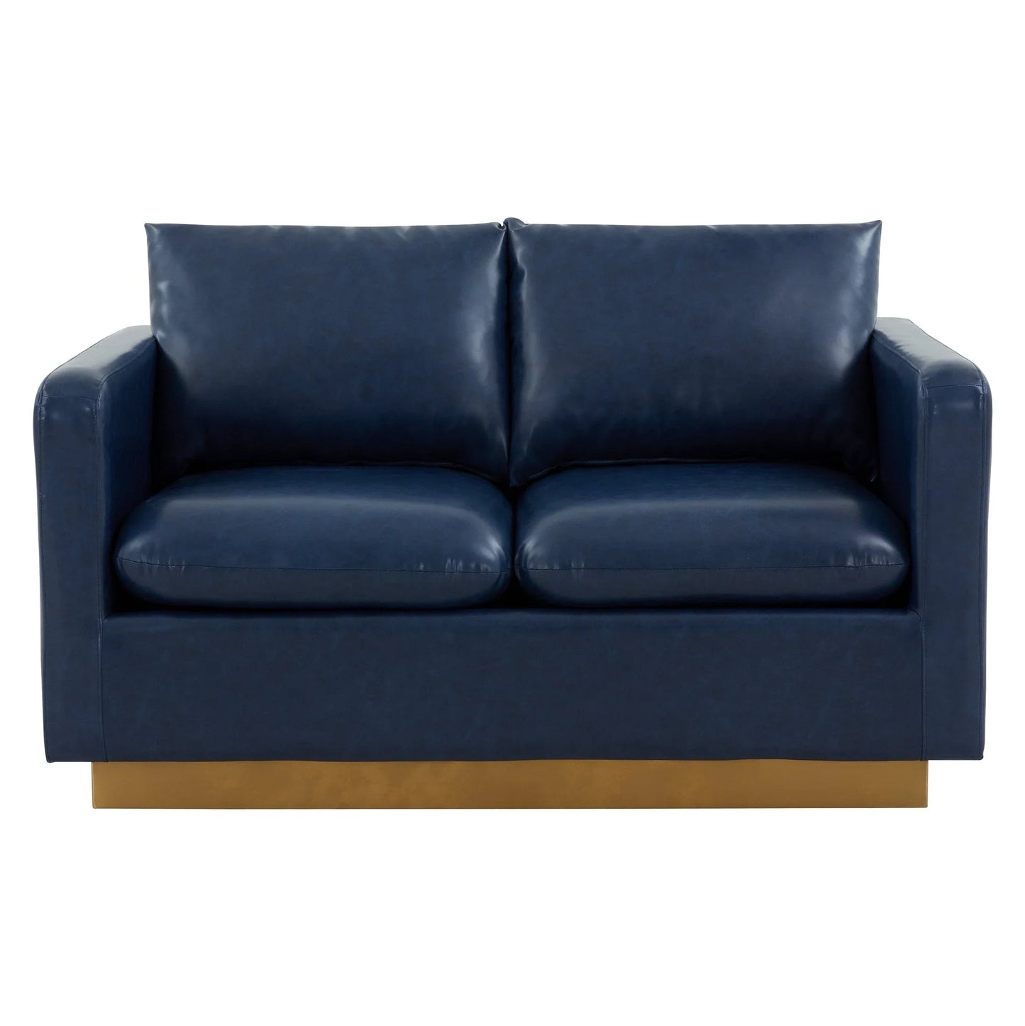 Nervo Upholstered Velvet/Leather Loveseat with Gold Stainless Steel Base - Elax Furniture