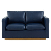 Nervo Upholstered Velvet/Leather Loveseat with Gold Stainless Steel Base - Elax Furniture