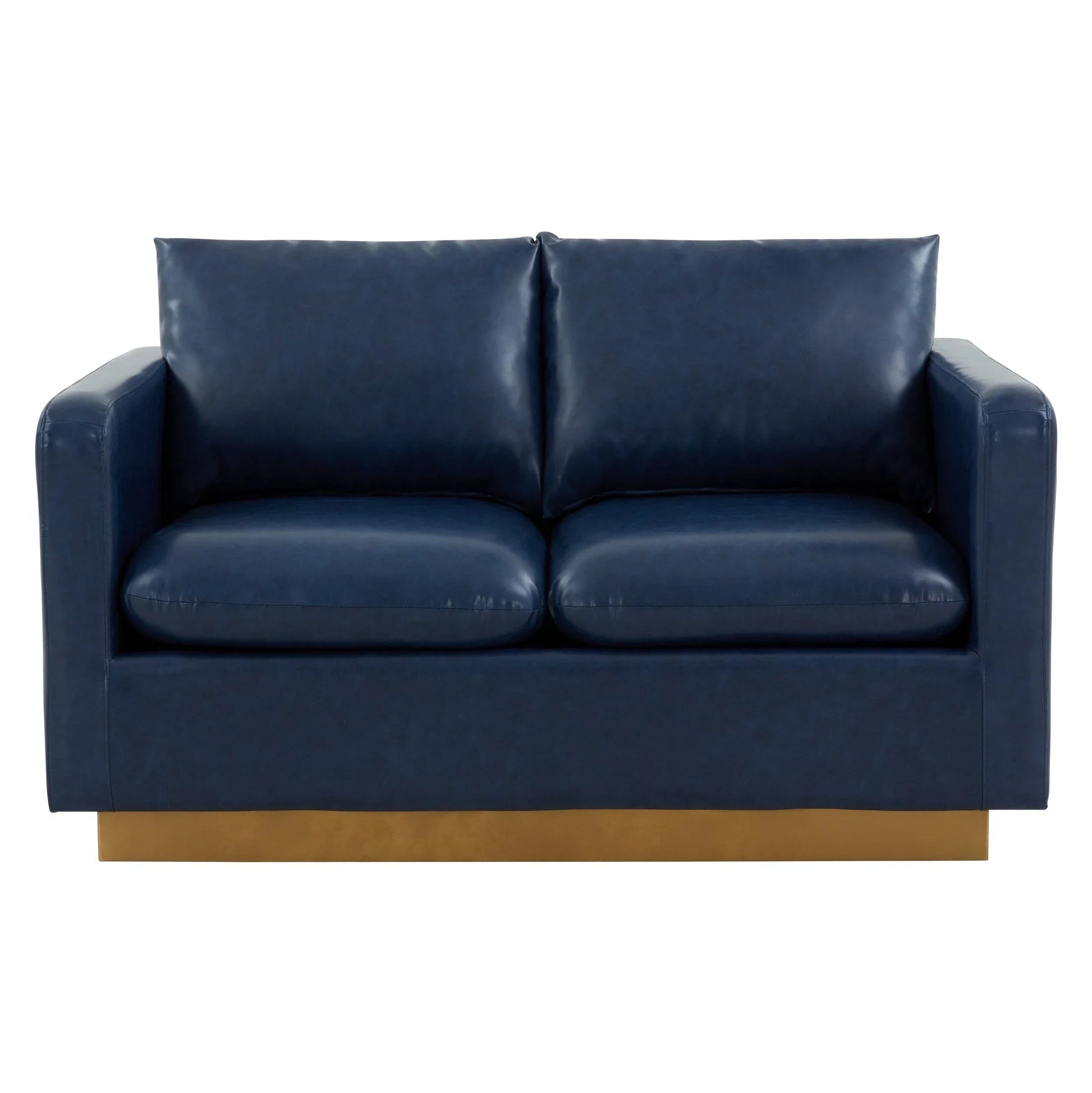 Nervo Upholstered Velvet/Leather Loveseat with Gold Stainless Steel Base - Elax Furniture