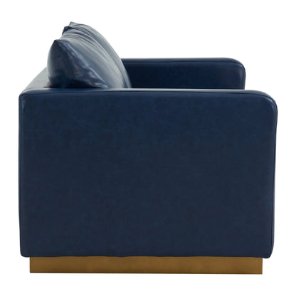 Nervo Upholstered Velvet/Leather Loveseat with Gold Stainless Steel Base - Elax Furniture