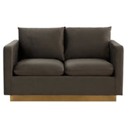 Nervo Upholstered Velvet/Leather Loveseat with Gold Stainless Steel Base - Elax Furniture