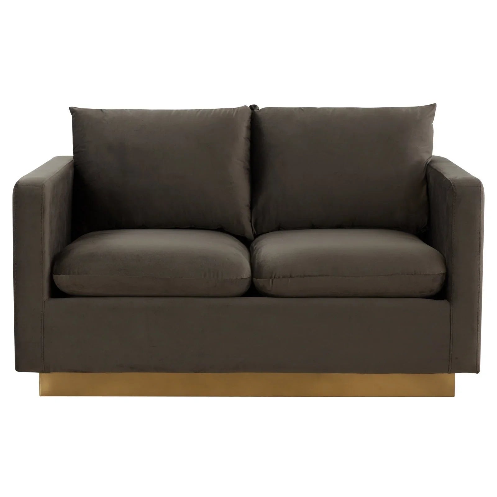 Nervo Upholstered Velvet/Leather Loveseat with Gold Stainless Steel Base - Elax Furniture