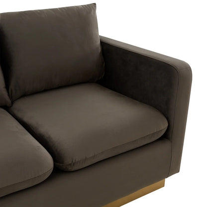 Nervo Upholstered Velvet/Leather Loveseat with Gold Stainless Steel Base - Elax Furniture