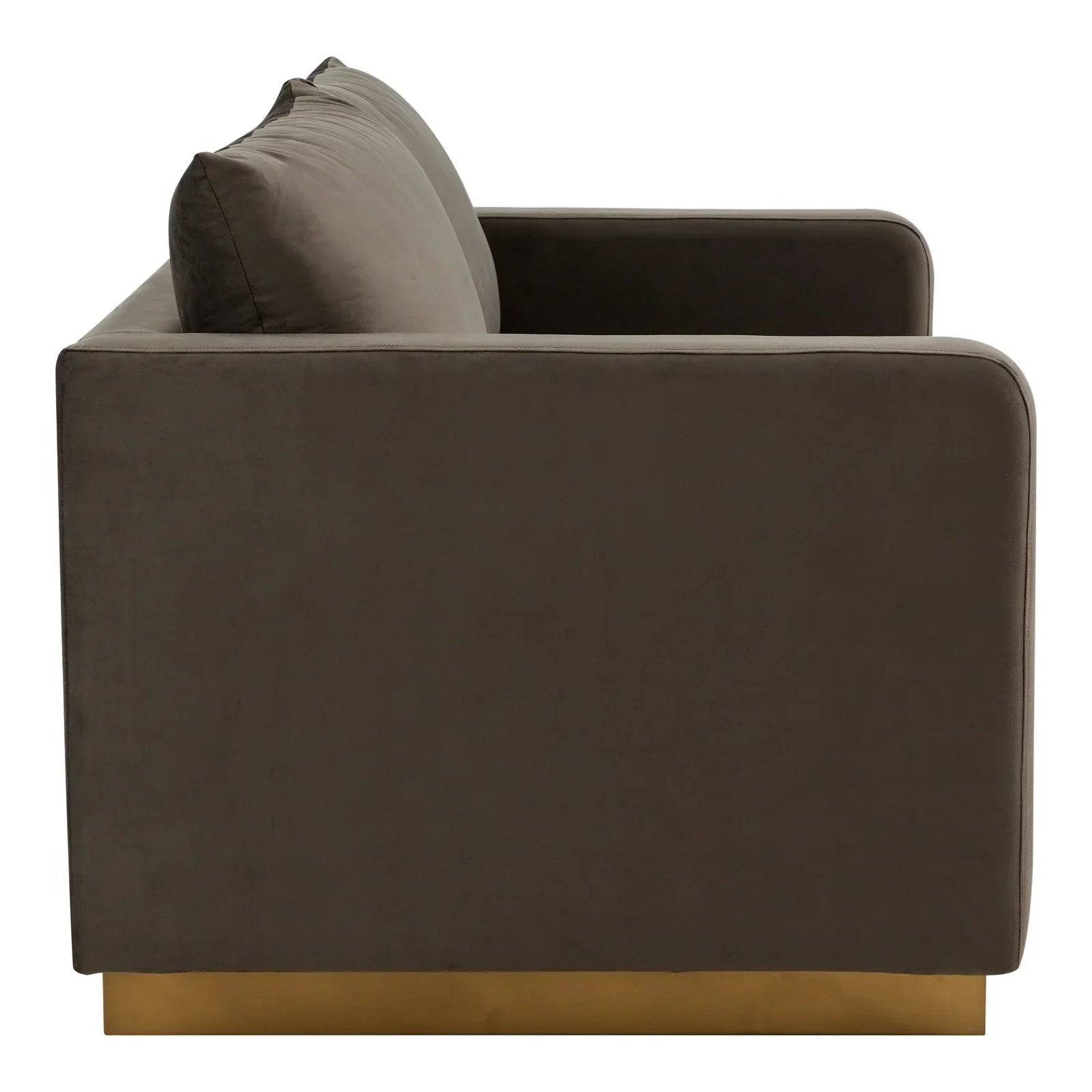 Nervo Upholstered Velvet/Leather Loveseat with Gold Stainless Steel Base - Elax Furniture
