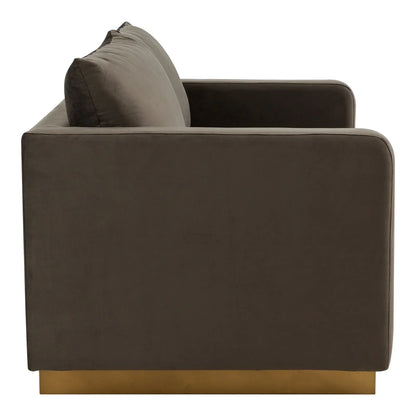 Nervo Upholstered Velvet/Leather Loveseat with Gold Stainless Steel Base - Elax Furniture
