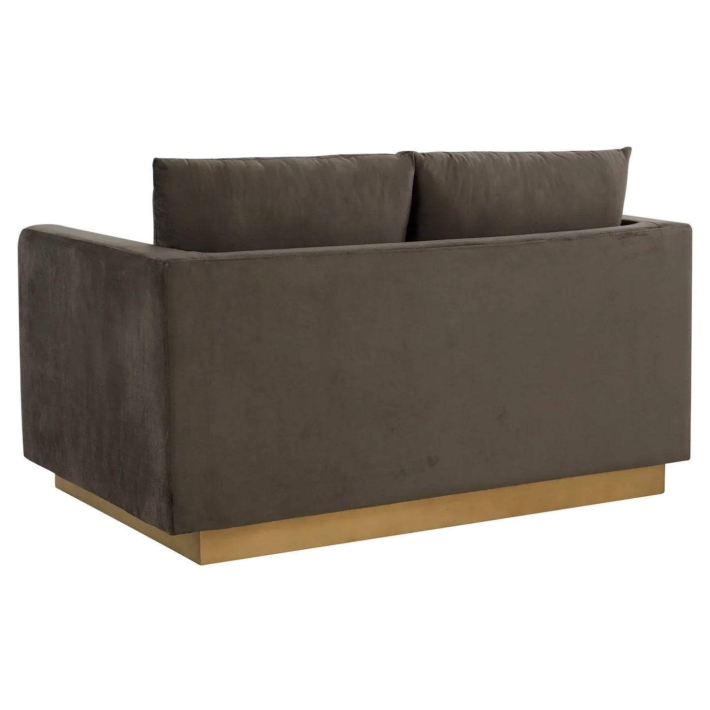 Nervo Upholstered Velvet/Leather Loveseat with Gold Stainless Steel Base - Elax Furniture