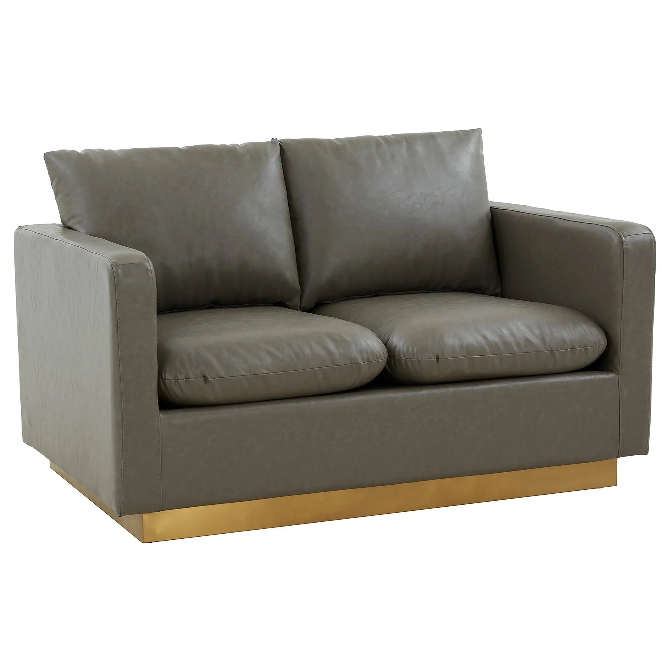 Nervo Upholstered Velvet/Leather Loveseat with Gold Stainless Steel Base - Elax Furniture