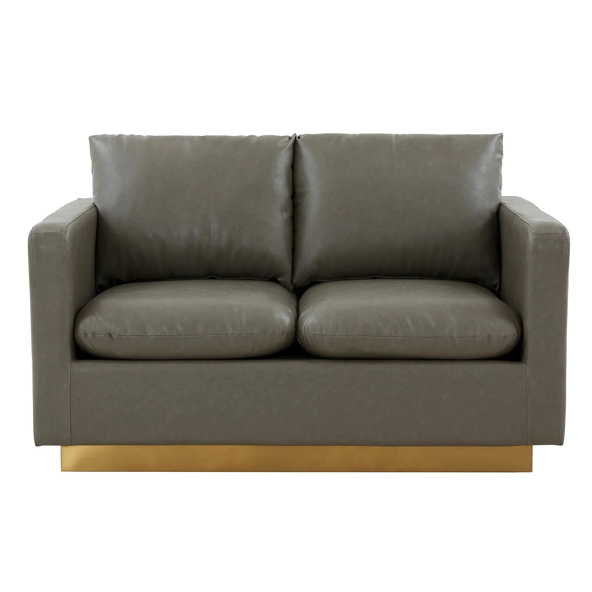 Nervo Upholstered Velvet/Leather Loveseat with Gold Stainless Steel Base - Elax Furniture