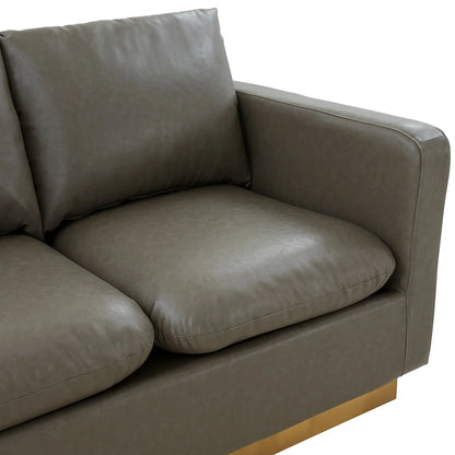 Nervo Upholstered Velvet/Leather Loveseat with Gold Stainless Steel Base - Elax Furniture