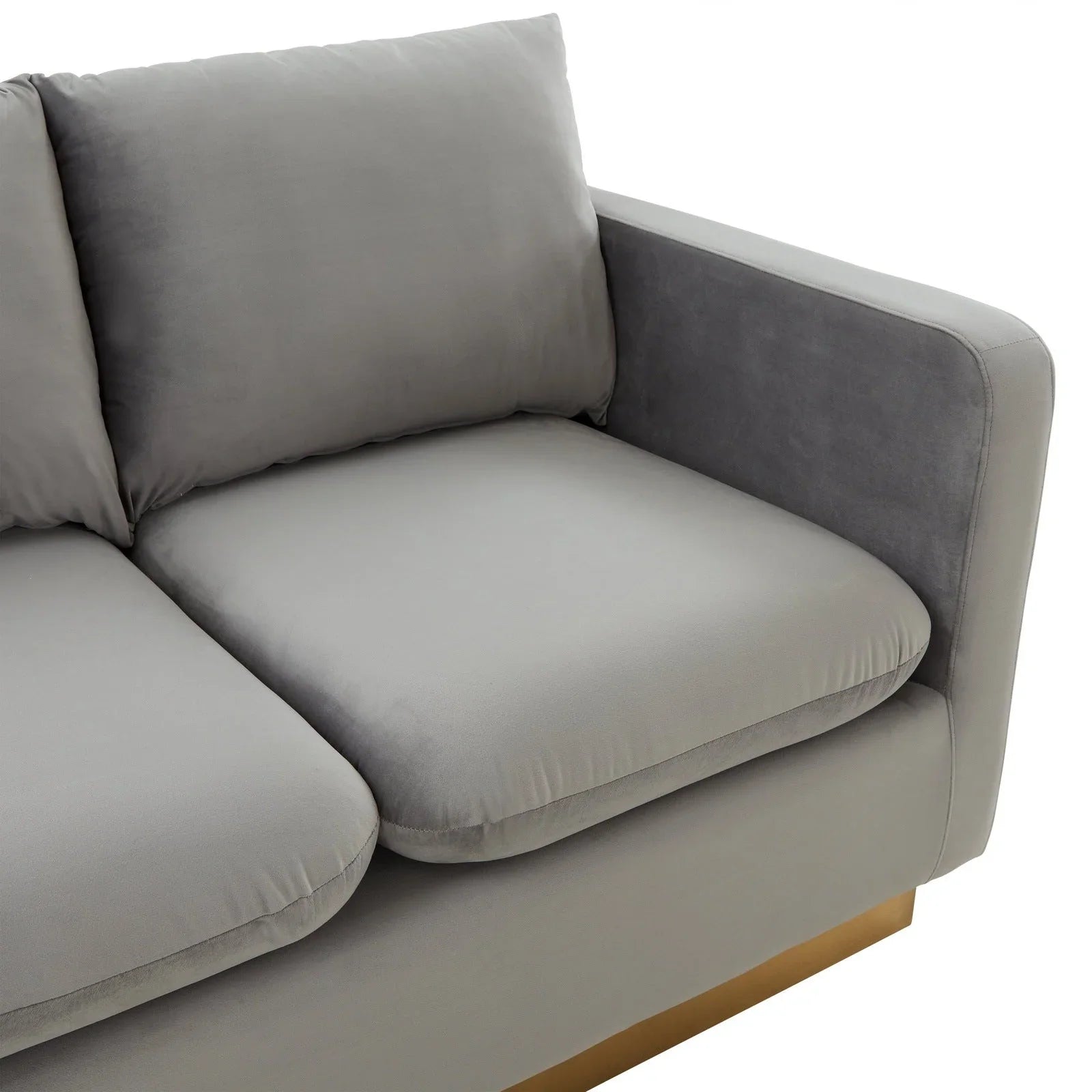 Nervo Upholstered Velvet/Leather Loveseat with Gold Stainless Steel Base - Elax Furniture