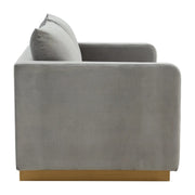 Nervo Upholstered Velvet/Leather Loveseat with Gold Stainless Steel Base - Elax Furniture
