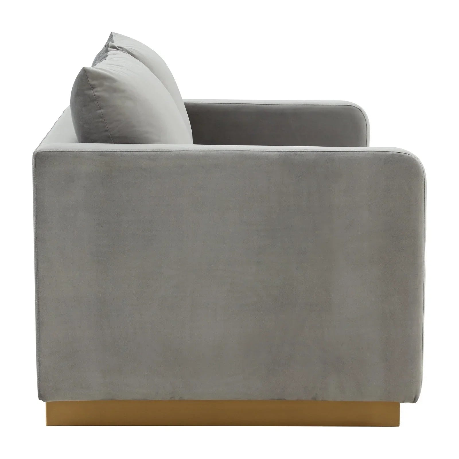 Nervo Upholstered Velvet/Leather Loveseat with Gold Stainless Steel Base - Elax Furniture