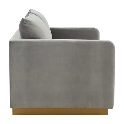 Nervo Upholstered Velvet/Leather Loveseat with Gold Stainless Steel Base - Elax Furniture