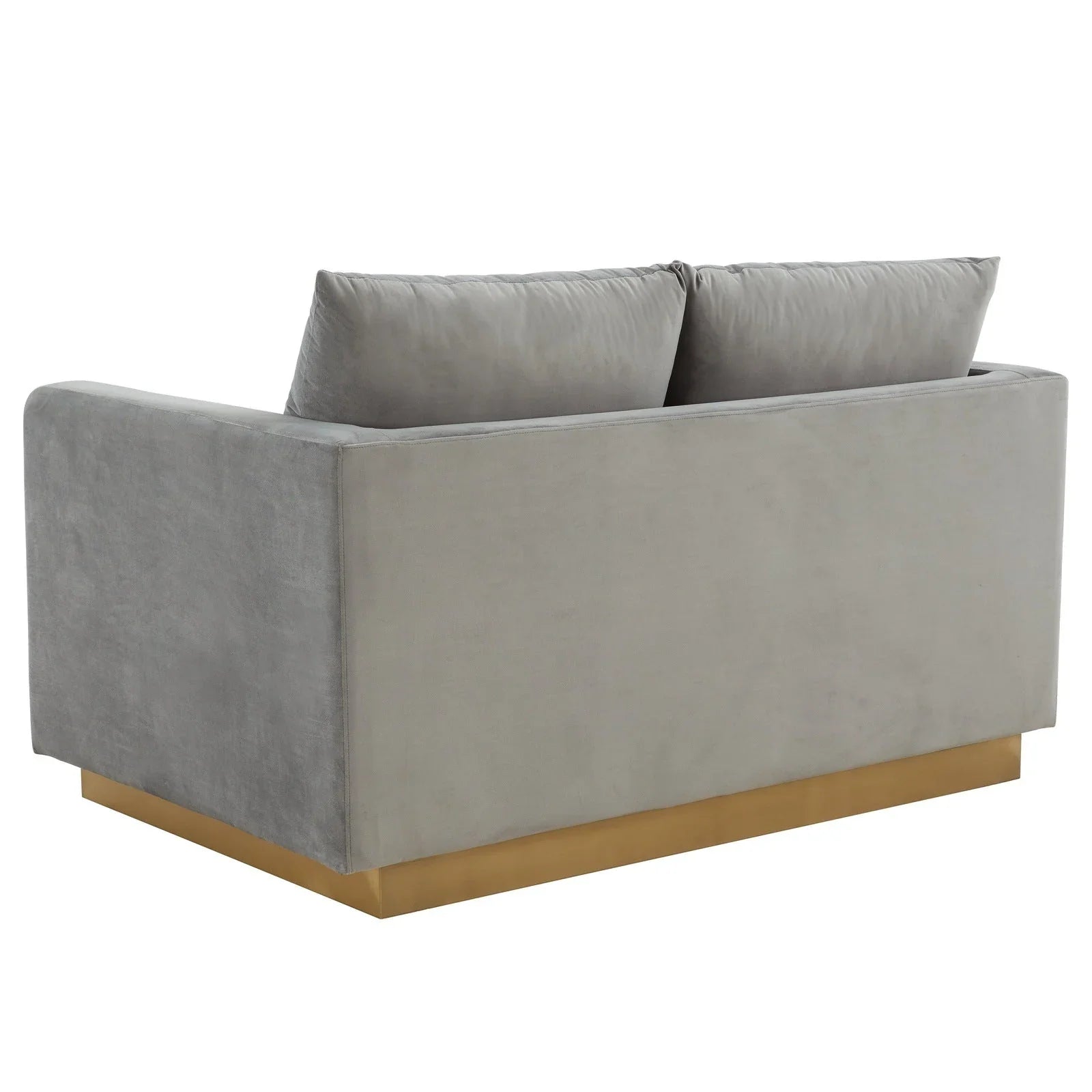 Nervo Upholstered Velvet/Leather Loveseat with Gold Stainless Steel Base - Elax Furniture