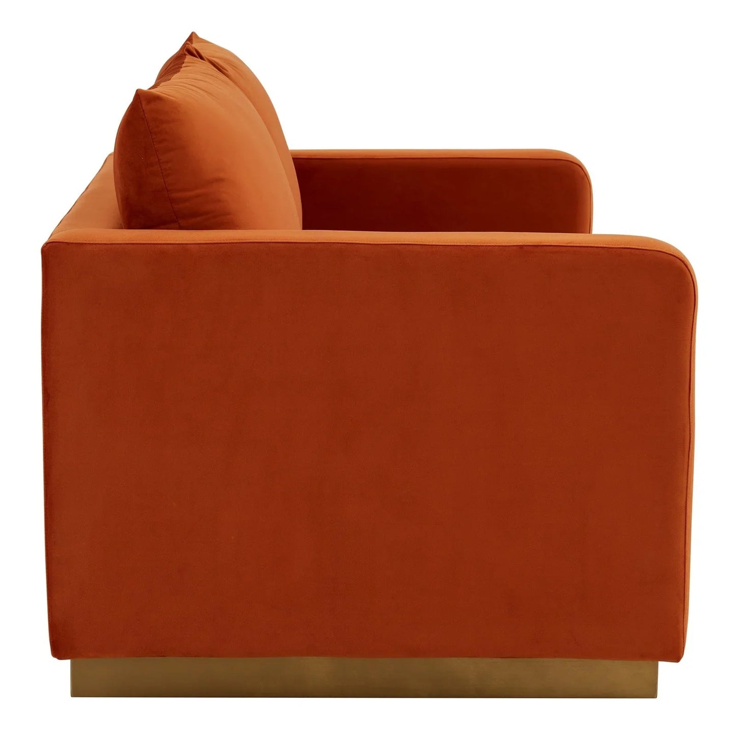Nervo Upholstered Velvet/Leather Loveseat with Gold Stainless Steel Base - Elax Furniture