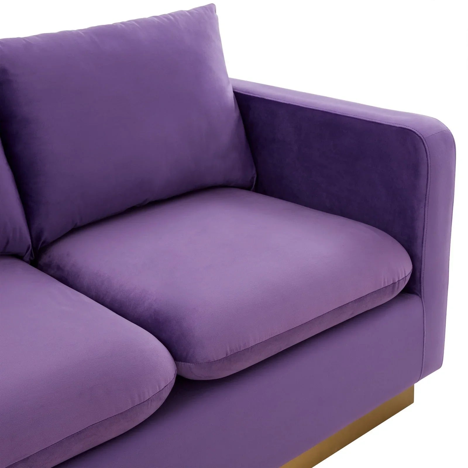Nervo Upholstered Velvet/Leather Loveseat with Gold Stainless Steel Base - Elax Furniture