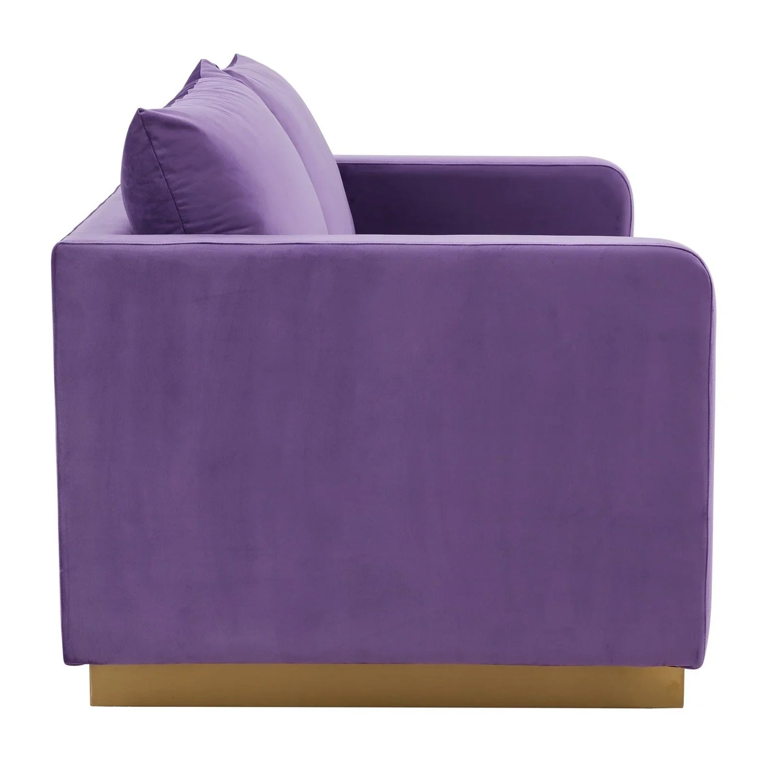 Nervo Upholstered Velvet/Leather Loveseat with Gold Stainless Steel Base - Elax Furniture