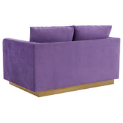Nervo Upholstered Velvet/Leather Loveseat with Gold Stainless Steel Base - Elax Furniture