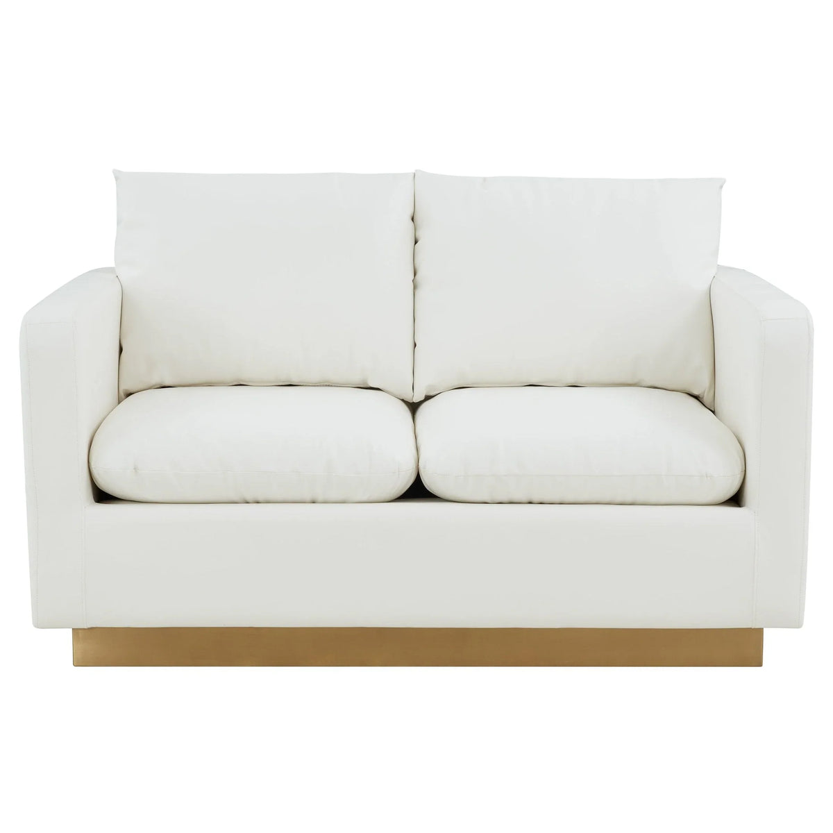 Nervo Upholstered Velvet/Leather Loveseat with Gold Stainless Steel Base - Elax Furniture