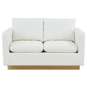 Nervo Upholstered Velvet/Leather Loveseat with Gold Stainless Steel Base - Elax Furniture