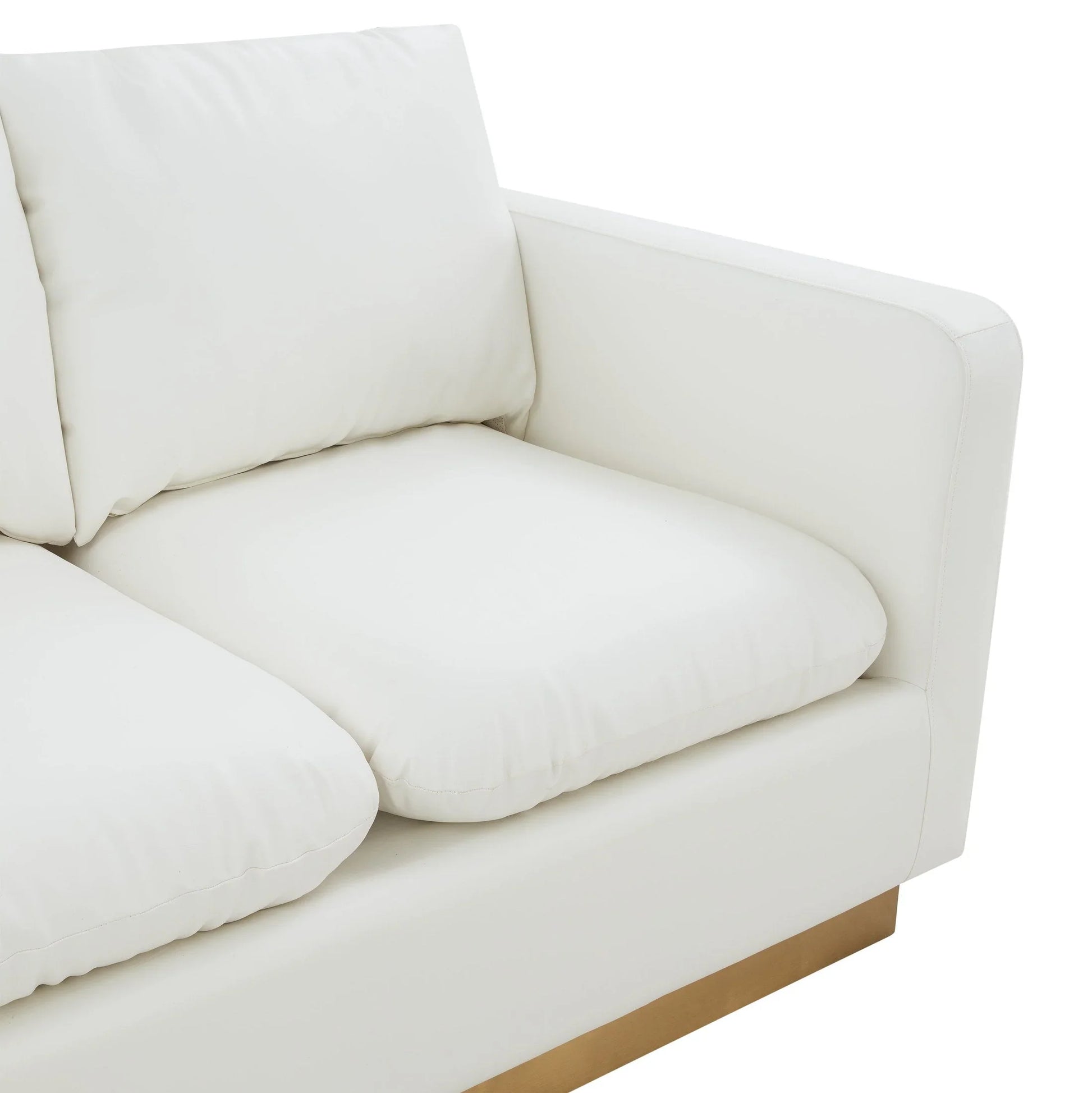Nervo Upholstered Velvet/Leather Loveseat with Gold Stainless Steel Base - Elax Furniture