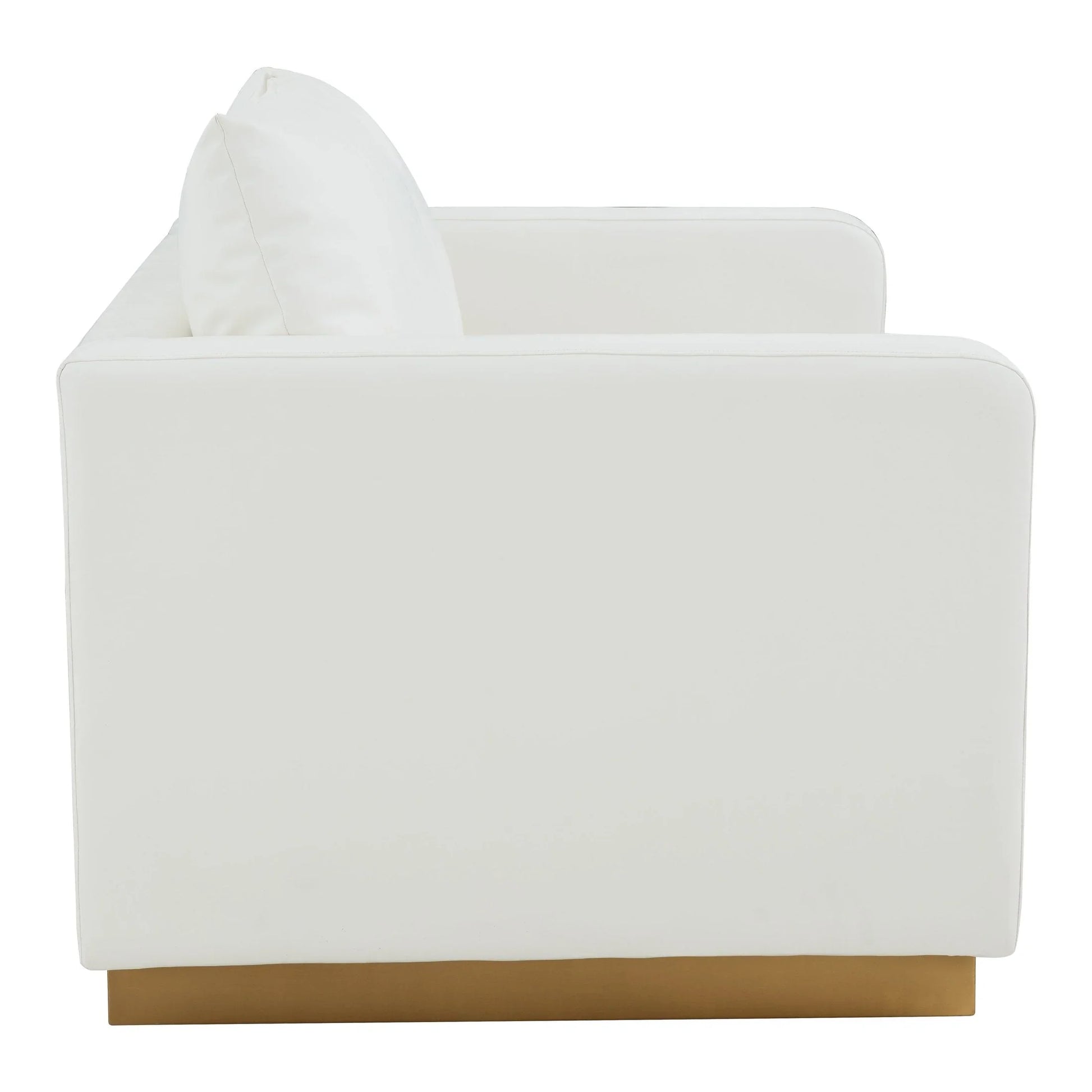 Nervo Upholstered Velvet/Leather Loveseat with Gold Stainless Steel Base - Elax Furniture